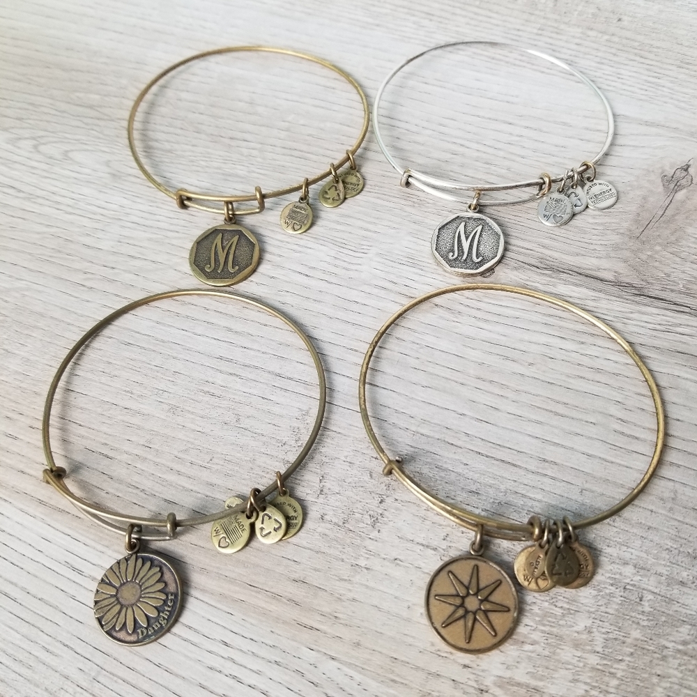 Alex And Ani M Initial Bundle Of 4 Bracelets - image 1